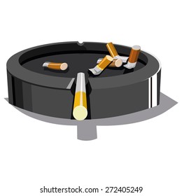Ashtray with cigarettes vector illustration