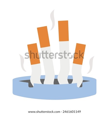 Ashtray with extinguished cigarettes. Smoke from an extinguished cigarette. A day without tobacco. Smoking harm concept. Vector illustration eps, 10