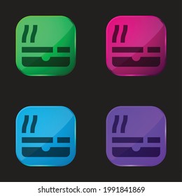 Ashtray four color glass button icon