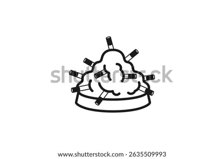 ashtray full of cigarette butts icon line