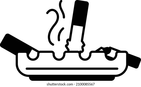 ashtray full of cigarettes Concept, Smoke and Ashes Vector Icon Design, No Tobacco day Symbol, Quit smoking Sign, Cigarette or Smoker Stock Illustration