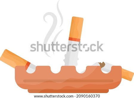 ashtray full of cigarettes Concept, Smoke and Ashes Vector color Icon Design, No Tobacco day Symbol, Quit smoking Sign, Cigarette or Smoker Stock Illustration