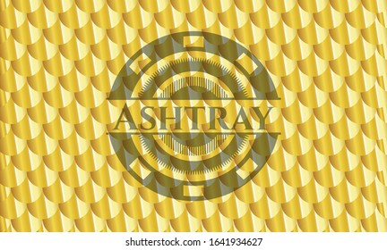 Ashtray gold badge. Scales pattern. Vector Illustration. Detailed.