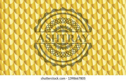 Ashtray golden emblem. Scales pattern. Vector Illustration. Detailed.