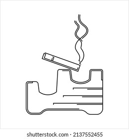Ashtray Icon, Cigarette Cigar Ashtray Vector Art Illustration