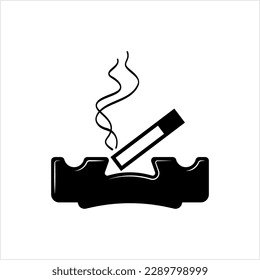 Ashtray Icon, Cigarette Cigar Ashtray Vector Art Illustration