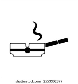 Ashtray icon, Cigarette Ashtray isolated on white background. monochrome design. flat vector Illustration