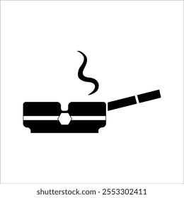 Ashtray icon, Cigarette Ashtray isolated on white background. monochrome design. flat vector Illustration