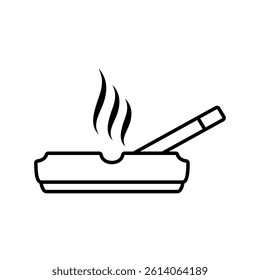 ashtray icon, cigarette ashtray, simple flat style, illustration, logo sign symbol pictogram template, for ui or ux isolated on white for mobile app, editable