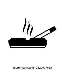 Icono del cenicero, cenicero del cigarrillo, estilo plano simple, ilustración, Plantilla del pictograma del símbolo de la muestra del logotipo, para UI o UX aislado en blanco para el App móvil, editable