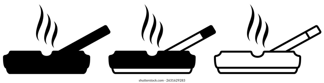 ashtray icon, cigarette ashtray, simple flat style, illustration, logo sign symbol pictogram template, for ui or ux isolated on white for mobile app, editable