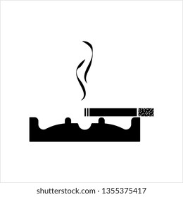 Ashtray Icon, Ashtray For Cigarette Vector Art Illustration