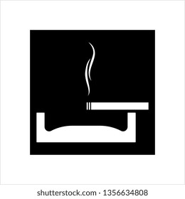 Ashtray Icon, Ashtray For Cigarette Vector Art Illustration