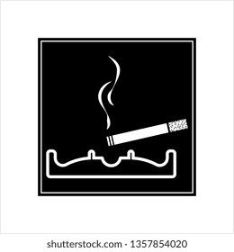 Ashtray Icon, Ashtray For Cigarette Vector Art Illustration