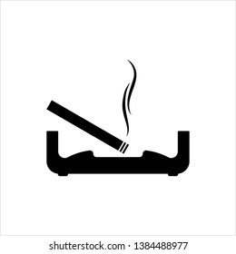 Ashtray Icon, Ashtray For Cigarette Vector Art Illustration