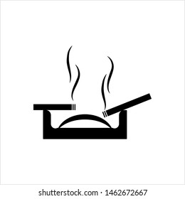 Ashtray Icon, Ashtray For Cigarette Vector Art Illustration