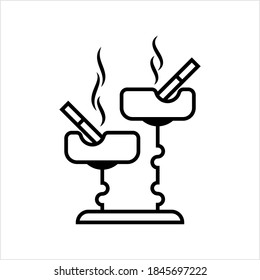 Ashtray Icon, Cigarette Ashtray Vector Art Illustration