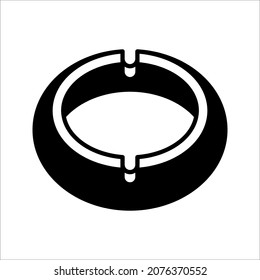 Ashtray Icon, Cigarette Ashtray Vector Art Illustration on white background
