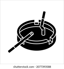 Ashtran-Symbol, Zigarette-Ashtran-Vektorgrafik-Illustration auf weißem Hintergrund
