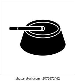 Ashtran-Symbol, Zigarette-Ashtran-Vektorgrafik-Illustration auf weißem Hintergrund