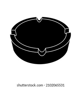 Ashtray Icon, Cigarette Ashtray Vector Art Illustration on white background