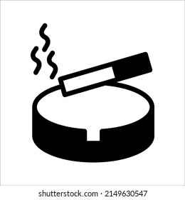 Icono cenicero, ilustración de arte del vector cenicero de cigarrillos en fondo blanco