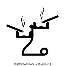 Ashtray Icon, Ashtray For Cigarette Vector Art Illustration