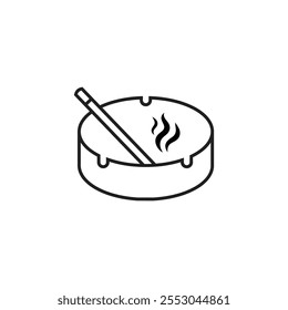 Ashtray Icon, Cigarette Ashtray Vector Art Illustration on white background