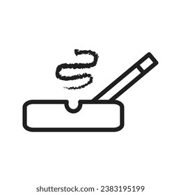 Ashtran-Symbol, Zigarette-Ashtran-Vektorgrafik auf weißem Hintergrund