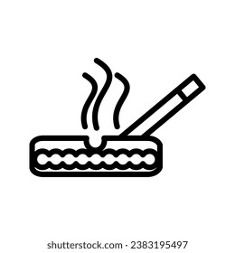 Icono cenicero, Ilustración vectorial cenicero de cigarrillos en fondo blanco