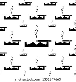Ashtray Icon Seamless Pattern, Ashtray For Cigarette Vector Art Illustration