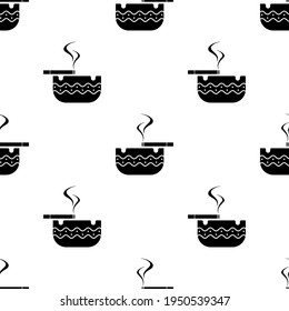 Ashtray Icon Seamless Pattern, Ashtray For Cigarette Vector Art Illustration