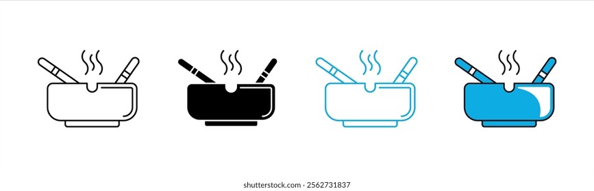 ashtray icon set. cigarette ashtray icon. vector illustration