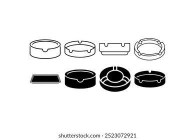Aschenbecher-Icon-Set mit verschiedenen Formen und Designs. Vektorgrafik-Design.