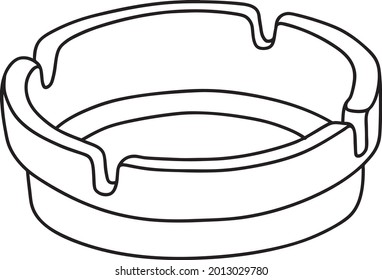 ashtray line vector illustration isolated on white background