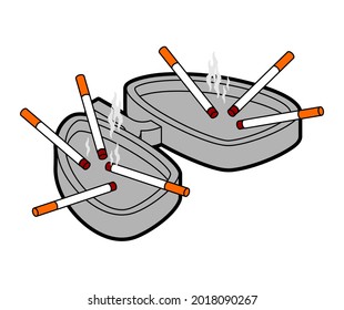 Ashtray lungs and cigarette butts. vector illustration