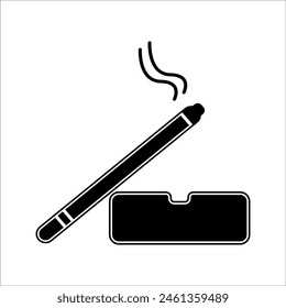 Ashtray sketch with black and white Background vector modern illustration.