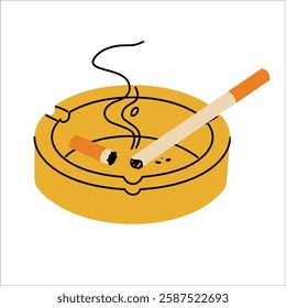 Ashtray with smoked cigarettes and ashes.