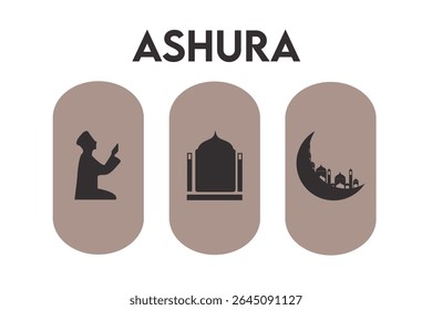 Ashura Vetor - Projeto Simbólico Islâmico para o 10º de Muharram. Apresenta elementos espirituais para eventos religiosos, luto e temas do dia sagrado. Melhor para uso cultural, editorial, conteúdo de mídia social.