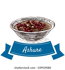 Ashure colorful illustration. Vector illustration of turkish cuisine.