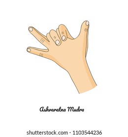 Ashvaratna Mudra / Gesture of Precious Horse. Vector.
