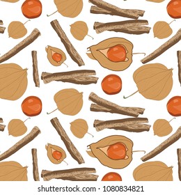 Ashwagandha Fruit seamless Pattern