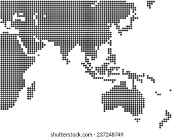 Asia and Australia dotted map template vector