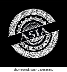 Asia with chalkboard texture. Vector Illustration. Detailed.