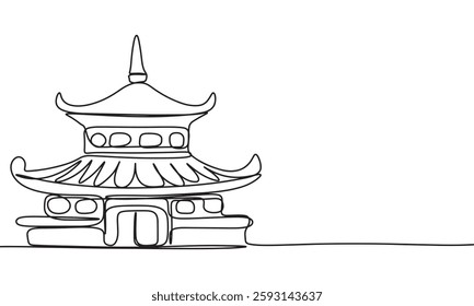 Asia Church one line continuous. Hand drawn vector art.