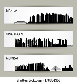 Asia Cities skylines - vector illustration