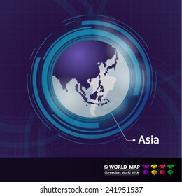 Asia connection World Map vector illustration