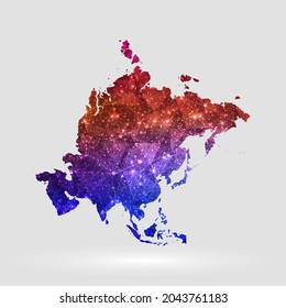 Antecedentes de Asia Continent en estilo poligonal. Ilustración vectorial mapa de Asia Continente de baja colorida poly aislado. EPS vectorial 10