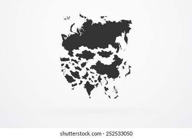 Asia Continent Map With Country Border