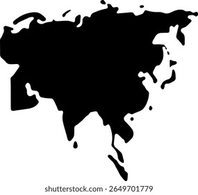 Mapa da Ásia Continente Silhueta Limpar Contorno do Vetor